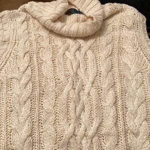 Polo Linen Silk Cream Mockneck Sleeves Sweater